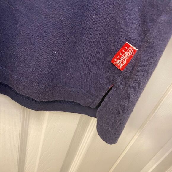Coca Cola Navy V Neck Embroidered Logo Short Sleeve T-Shirt - 18/20W - Picture 3 of 6